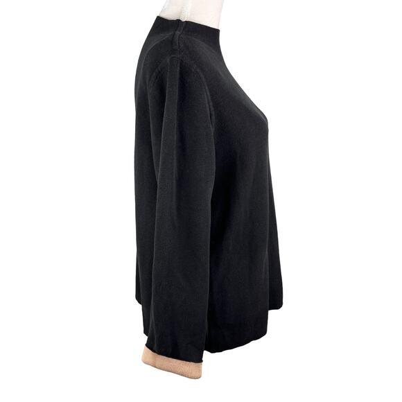 Eileen Fisher Sweater Large Silk Blend Black Beige Contrast Sleeve - Picture 13 of 15